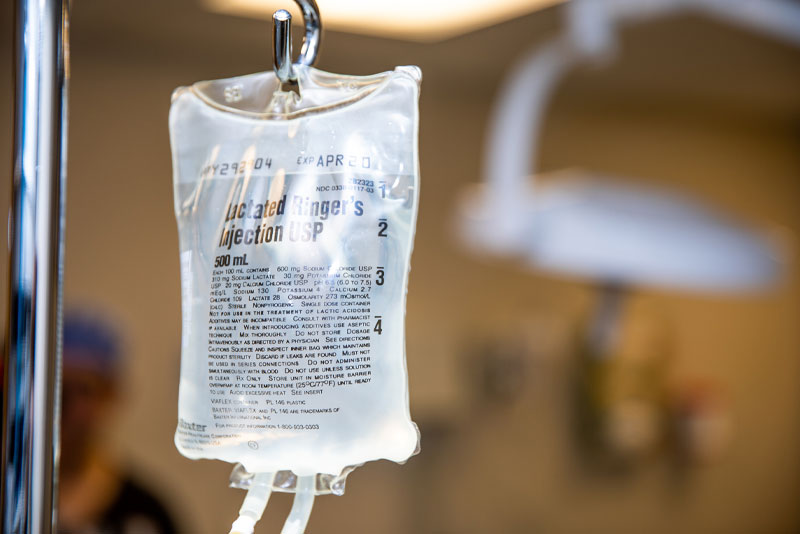 a dental iv sedation bag placed for a patient.